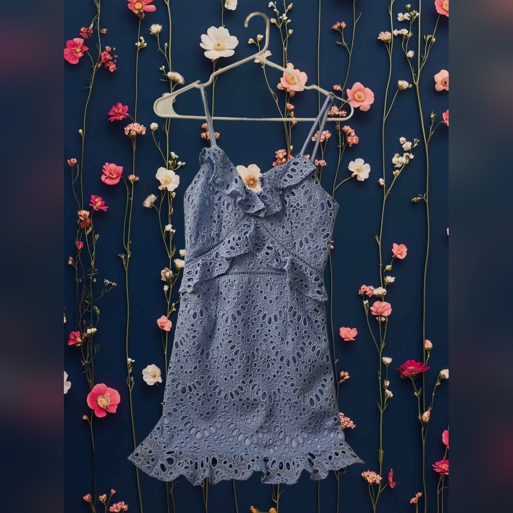 Missguided Blue Lace Mini Dress